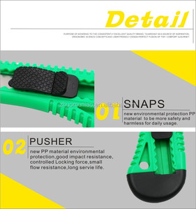 Prezzo di fabbrica di sicurezza bloccabile Pusher 18MM di plastica taglierino coltello per ufficio Hobby taglio campione gratuito
