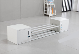 Lit superposé simple en acier blanc Dortoir scolaire Lit superposé double avec armoires de rangement, garde-corps et escaliers - Product Image 5