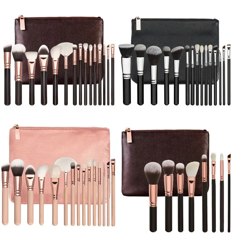 Melason Custom Black Griff 15 Stück Profession elle rosa Make-up Pinsel mit Tasche Set Ihre eigene Marke Großhandel Kosmetik-Tools