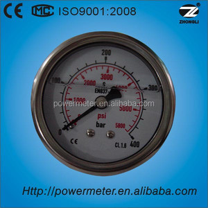 Tipo traseiro 63mm de diâmetro 400 <span class=keywords><strong>bar</strong></span>/5800psi óleo hidráulico medidor de pressão de ruído