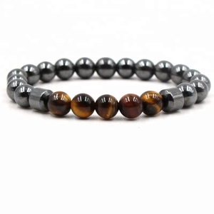 Hematite Tiger Eye Turquoise Agate Malachite Natural Stone Leopard Beads Bangles for Women Men Healing Pray Mala Yoga Bracelet