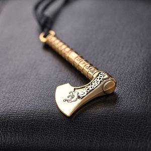 Vintage Norse Viking Dragon Amulet Runes Axe Pendant <strong>Pagan</strong> <strong>Jewelry</strong> for Wedding Occasions - Product Image 4