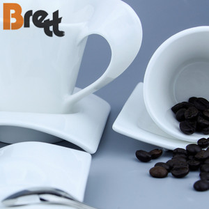 Brett Diseño único Forma <span class=keywords><strong>de</strong></span> onda blanca <span class=keywords><strong>Porcelana</strong></span> fina Espresso <span class=keywords><strong>Té</strong></span> Taza <span class=keywords><strong>de</strong></span> café y platillo - Product Image 5