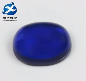 for Tennis Bracelet Making 6x8mm Wholesale Price Sapphire Oval Shape Cabochon Cut Synthetic Corundum stone