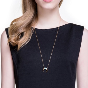 <span class=keywords><strong>Collana</strong></span> Lunga Boho in <span class=keywords><strong>Argento</strong></span> Sterling <span class=keywords><strong>con</strong></span> Smalto, <span class=keywords><strong>Corno</strong></span> di Bufalo Dorato e Luna Crescente - Product Image 5