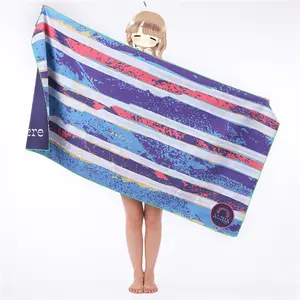 Striped Beach Towels Low MOQ Microfiber Beach Towel Super Absorbent Quick Drying Sand Free Microfiber Stripe Beach Towel