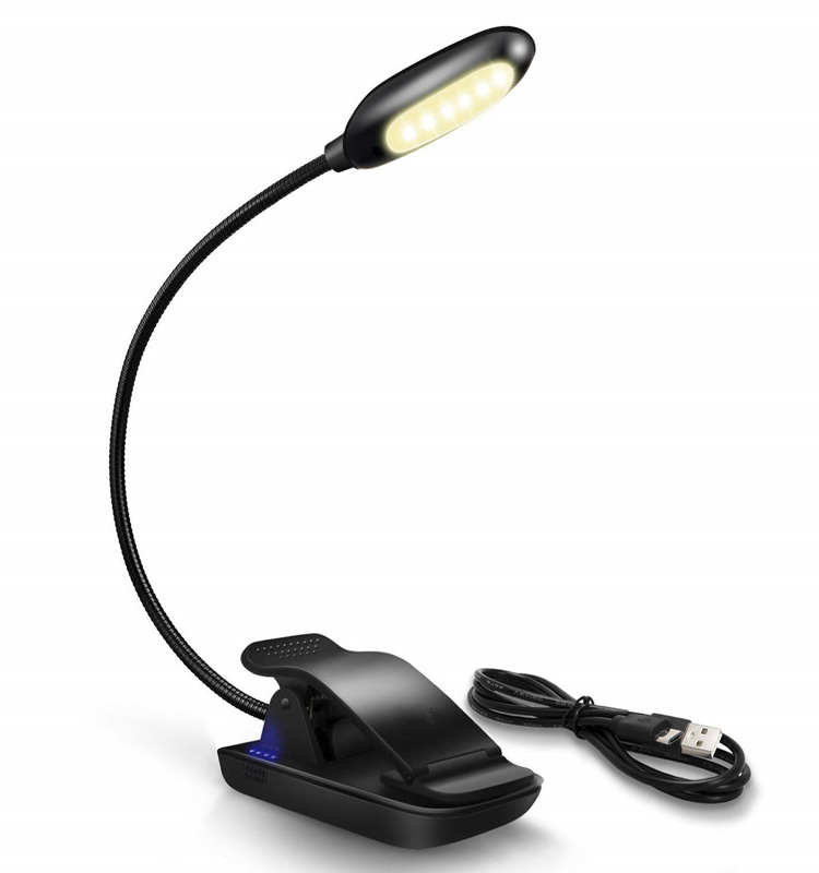 Lampe de lecture électronique Rechargeable pour enfants, avec 6 LED chaudes, luminosité, 3 niveaux, pince pour soins des yeux, jusqu'à 60 heures, parfait pour les petits