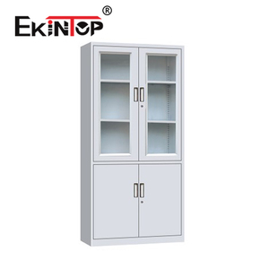 Ekintop di vetro modello libreria libreria in metallo in acciaio inox scaffali di libri con porte in vetro per soggiorno di vendita - Product Image 2