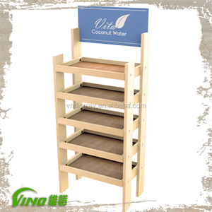 Étagère de présentation de vêtements en bois personnalisable VINO, support de sol de vente au détail autoportant avec montage facile, support de présentation pour magasin - Product Image 1