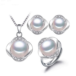 Plata esterlina 925 nuevo diseño de joyería nupcial conjunto juego de perlas de joyería de moda conjunto de joyas de perlas - Product Image 1