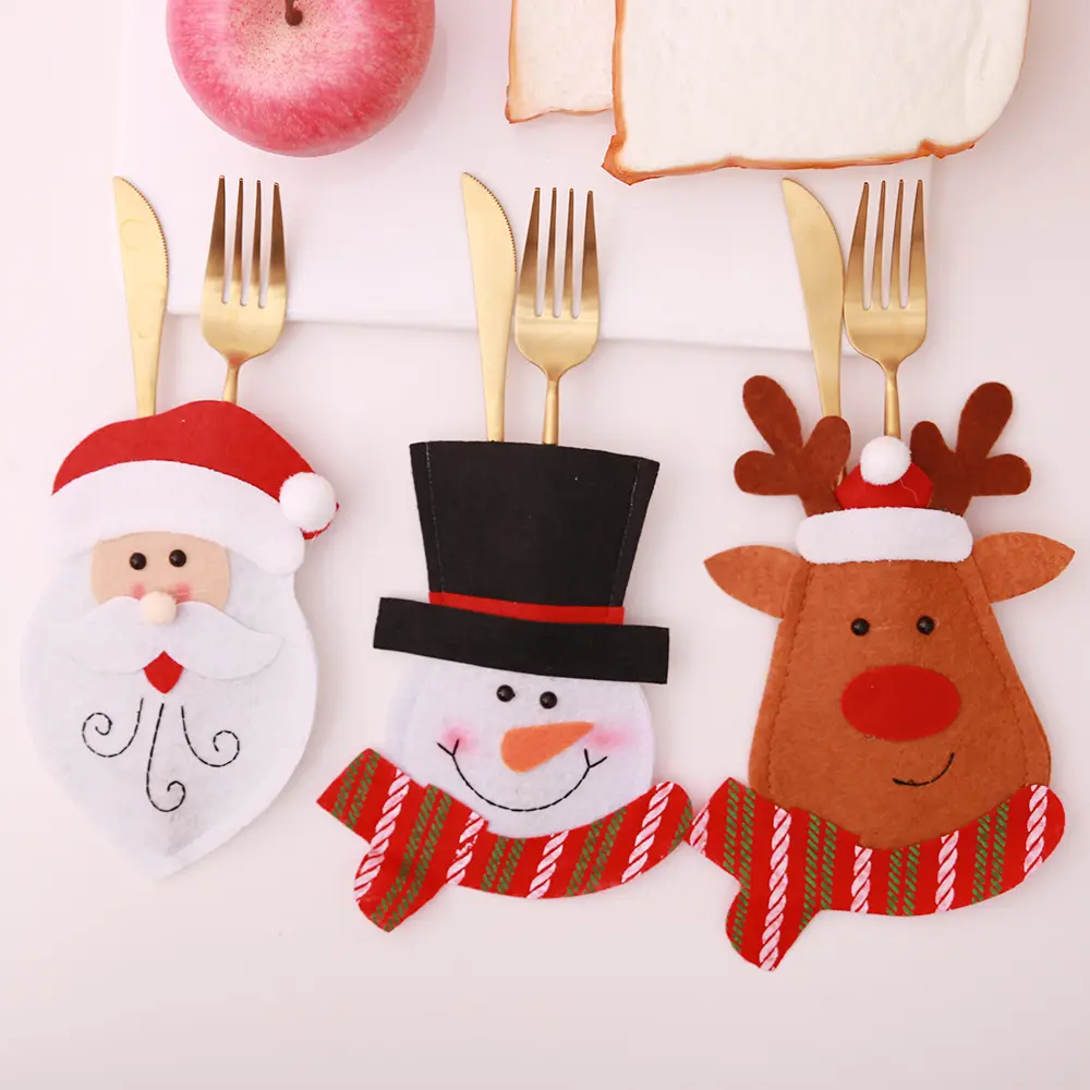 Christmas Decorations Silverware Holders Pockets Dinner Table Decor Santa Claus cutlery bag