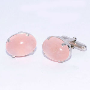 Gemelos de Plata de Ley 925 cuarzo rosa para hombre - Product Image 1