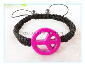 2015 de la turquesa del encanto de la paz pulsera tejida pulsera hechos a mano precio <span class=keywords><strong>venta</strong></span> al por mayor - Product Image 5