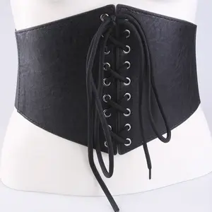 Straat Stijl Elastische Diervriendelijk Zwart Corset Brede Riem voor Vrouwen