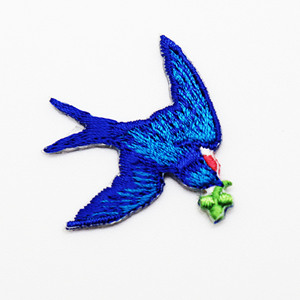 Blauwe Vogel Zwaluw Swiftlet Duif Geborduurde Opstrijkbare Patch Voor Het Aanpassen Van Uw Modeaccessoire Of Leerproduct