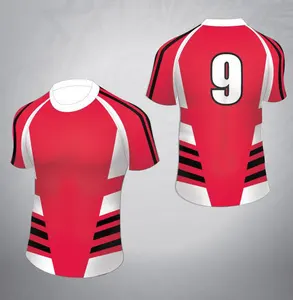 Jersey Liga Latihan Rugby Motif Sublimasi Kerah Tradisional