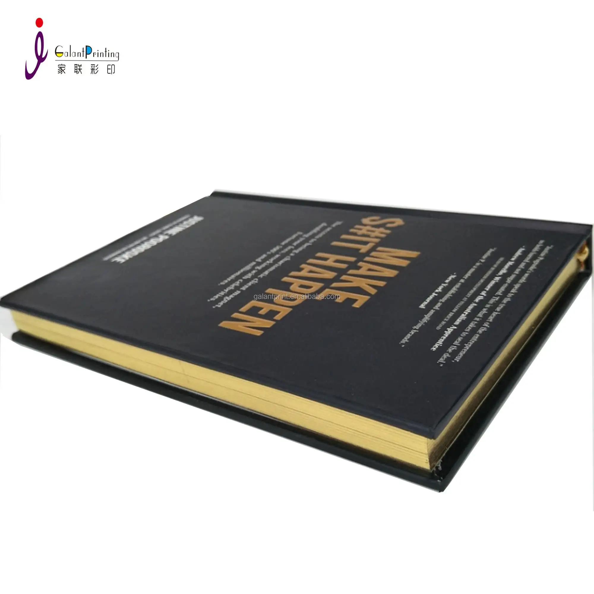 Aangepaste Ontwerp Afdrukken Goudfolie Logo Jaarboek Case Gebonden Hardcover Boek Met Gouden Rand