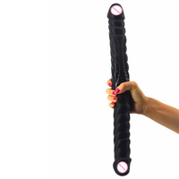 Dildo Doble Grande Negro para Adultos, Diseño Flexible, Juguete Sexual Realista para Mujeres y Parejas, Placer Íntimo