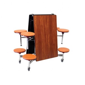 Mobile Stool <strong>Cafeteria</strong> <strong>Table</strong> With 8 Stools - Product Image 2
