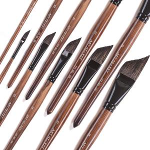 Pintura acuarela cepillos pelo ardilla pintura cepillo conjunto lavado/RP ángulo forma latón puntera para buena calidad cepillo - Product Image 3