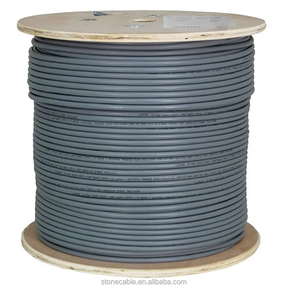 Cat6A 10G, UTP, 23AWG,ทองแดงเปลือยที่เป็นของแข็ง,PVC, 1000ft,สีเทา,สายเคเบิลอีเธอร์เน็ตจำนวนมาก