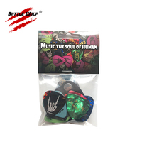 Plectres de guitare en celluloid et acétal de 0,50 mm à 1,14 mm, 10 pièces, différents motifs, vente en gros avec un porte-plectre en cuir