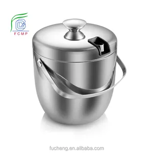 Custom Beer Stainless Steel Metal Ice Bucket Set With Ice Bucket With Lid And Tongs