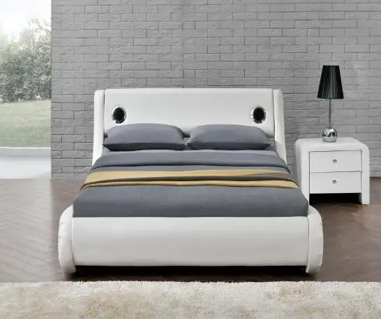 Modern Design White PU Leather Bed