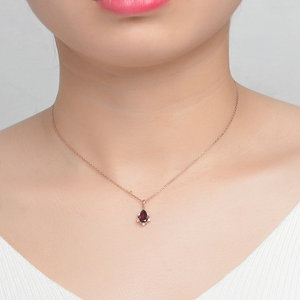 Naturale Della Pietra Preziosa Dell'<span class=keywords><strong>argento</strong></span> Sterlina 925 5x7 millimetri Perla Cut Rosso Granato Pyrope Collana S925 Per Le Donne NI024 - Product Image 5