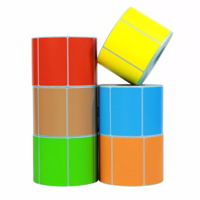 Colored Thermal Transfer Label Barcode Stickers  Thermal Printer Paper Colorful Mini Printing Paper Roll
