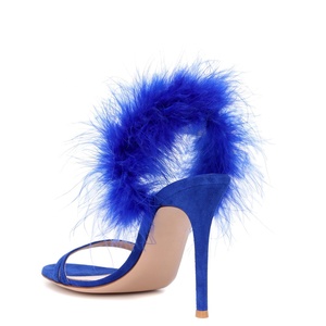 Sexy Delle Signore di Estate 2018 Strappy Delle Donne Open Toe Tacco Alto Scarpe Partito Nero Da Sera Pattini di Vestito <span class=keywords><strong>Blu</strong></span> Tacchi Splendida Pelliccia di <span class=keywords><strong>sandali</strong></span> - Product Image 3