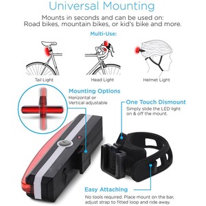 Feu vélo rouge à led, nouveau <span class=keywords><strong>design</strong></span> 2020, ensemble éclairage avant et arrière pour bicyclette - Product Image 4