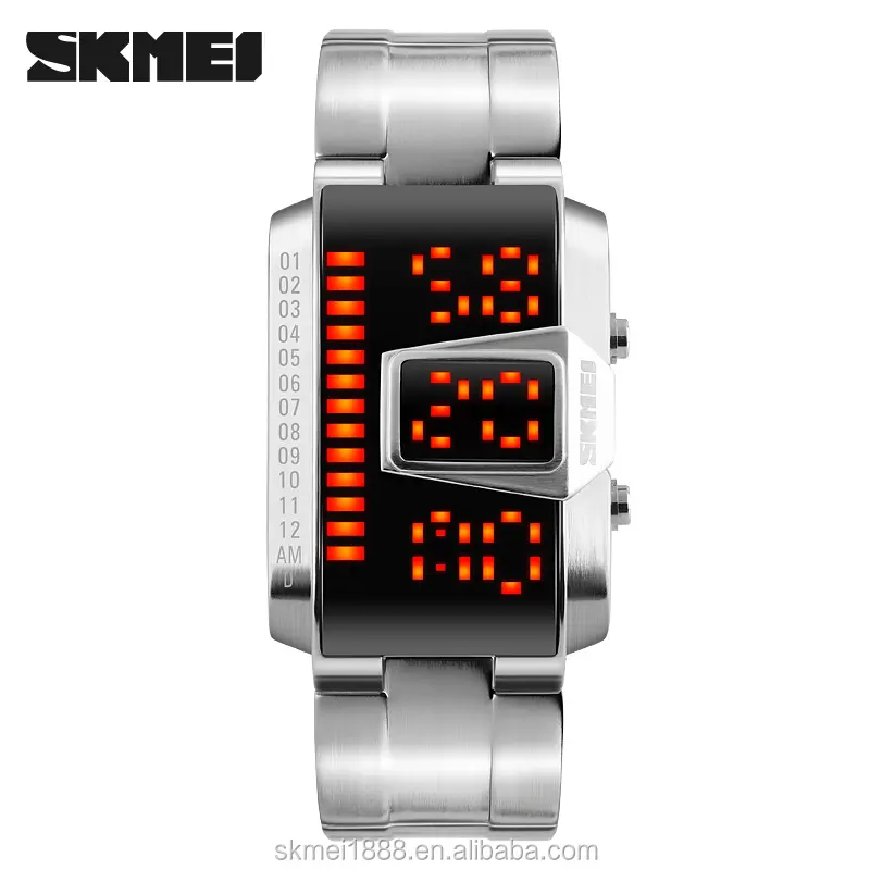 New arrival fashion Led alloy binary watches for unisex Jam Tangan skmei 1179