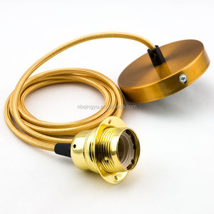 QINGYU Lampada a Sospensione Vintage a Risparmio Energetico in Silicone, Kit Cavo per Lampada a Sospensione, Finitura Cromata/Dorata per <span class=keywords><strong>Cucina</strong></span> - Product Image 1