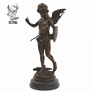 Cherubino cupido con l'arco statua di bronzo sulla zoccolo per la decorazione domestica - Product Image 6