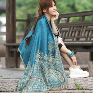 Wholesale Double-Sided Woven <strong>Paisley</strong> <strong>Pashmina</strong> <strong>Scarf</strong> with Manual Tassels Two Big Sizes for Autumn Seasons - Product Image 6