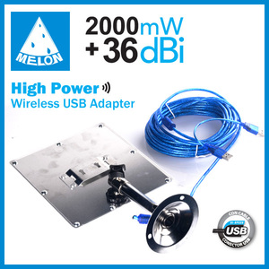 Adaptador usb wifi al aire libre 2000mW alta potencia, antena de panel de 36dBi, Melón N4000 - Product Image 4