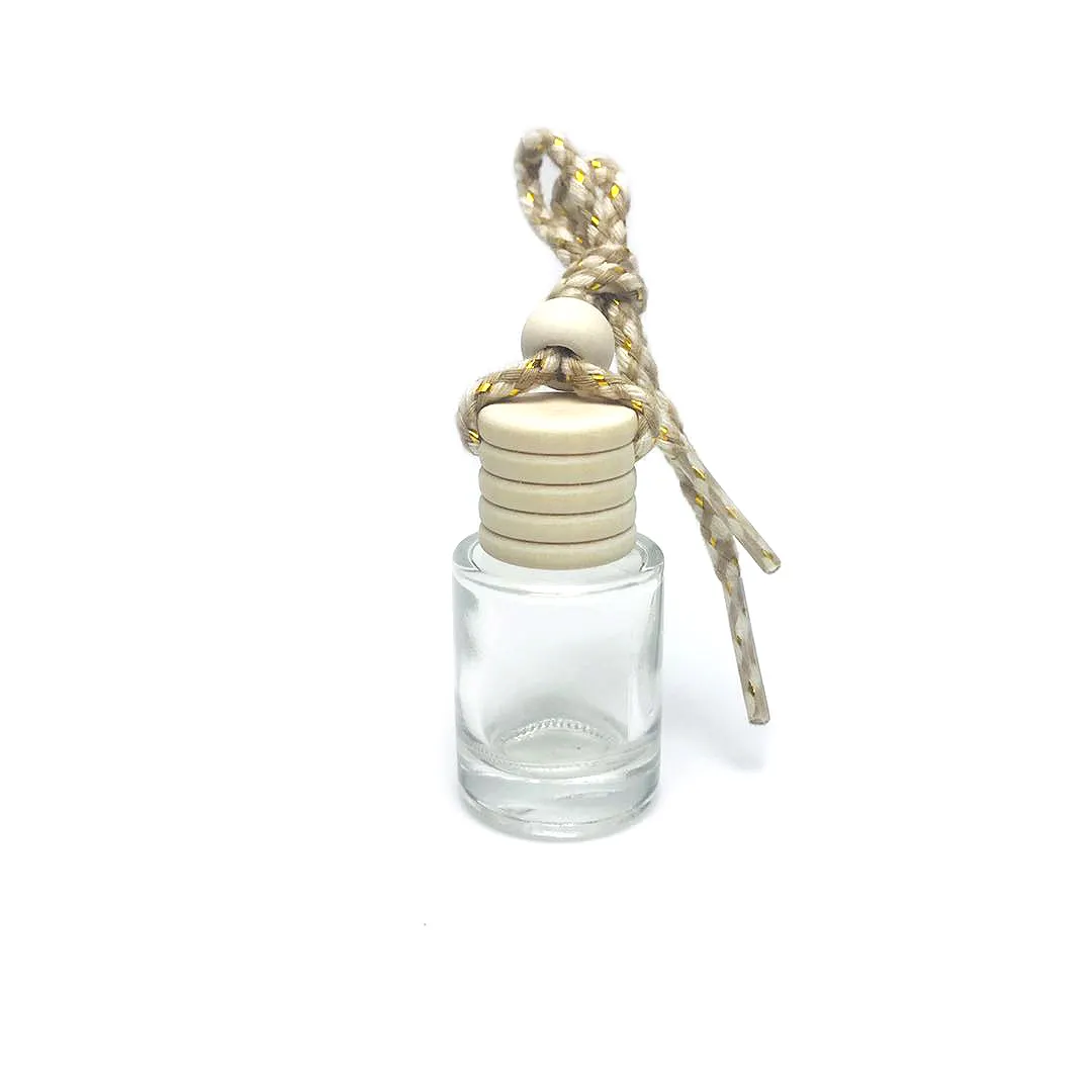 Hot Sale wholesale Stock High quality 10ml Empty hanging car perfume glass bottle with wood lid