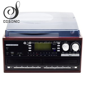 Giradischi USB Retrò con <span class=keywords><strong>Lettore</strong></span> <span class=keywords><strong>CD</strong></span> Doppio, <span class=keywords><strong>Radio</strong></span> e Registratore a <span class=keywords><strong>Cassette</strong></span> in Vendita - Product Image 4