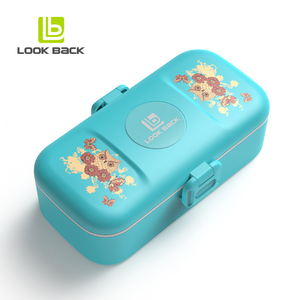 Tùy chỉnh leakproof đa khoang Bento Hộp Ăn Trưa với thép không gỉ dao kéo nhựa container thực phẩm lò vi sóng an toàn - Product Image 2