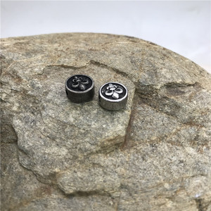 Antique Look Blacken Stainless Steel Small Round Hole <strong>Beads</strong> Jewelry Making Bulk Iris Flower Metal <strong>Bead</strong> - Product Image 5