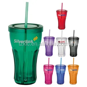 20oz fountain soda single wall tumbler with straw