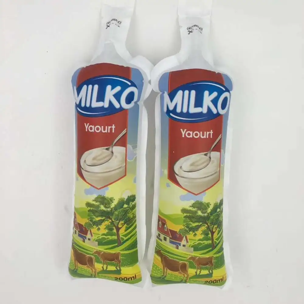 Tas Plastik Desain Kustom Bentuk Botol Mode Sekali Pakai Murah 2019 untuk Yoghurt