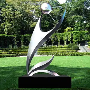 Figurine abstraite en acier inoxydable, 30 cm, décoration de jardin en métal, Sculpture