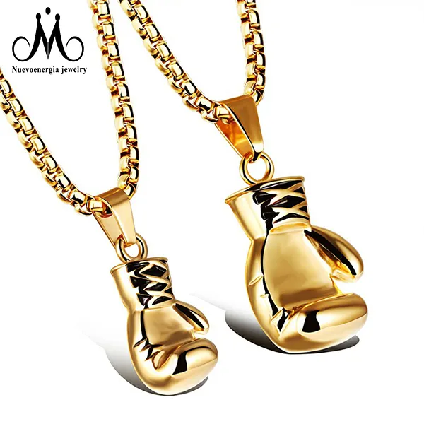 Couple Boxing Gloves Custom Stainless Steel Pendant Necklace Chain Jewelry Accessories