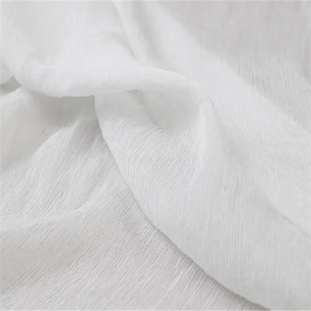 Branco orgânico 100% Dobra Tecido Georgette de Seda Pura para o Bordado Em Marfim para As Mulheres Primavera Vestido