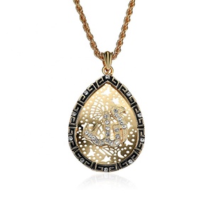 Collar Islámico, Joyería Fina para Mujer, Colgantes de Alá, Chapado en Oro Negro, Collar Grande Cuadrado, Joyería Musulmana Chapada en Oro de 18k - Product Image 1