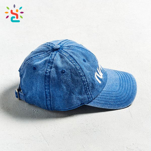 100 Twill katun biru laut topi ayah kosong tertekan topi Ayah kustom topi bisbol NASA bordir grosir