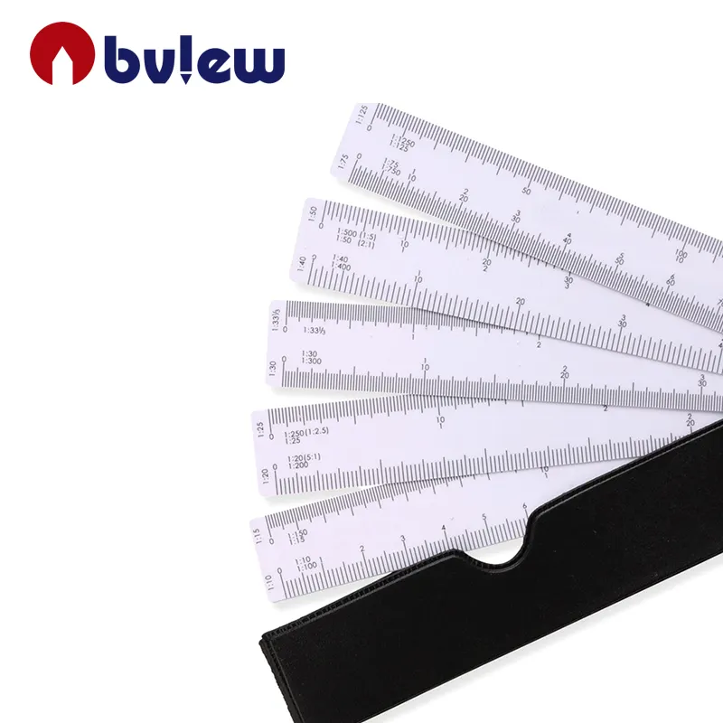 Bview Art Plastic Foldable Fan Style Architect Drawing Measuring Scale Ruler