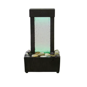 Relaxatie Led Lights Chocolade Water Waterval Fontein Tafelblad Waterfontein Met Glazen Bal Kleur Led Licht Mini Fontein